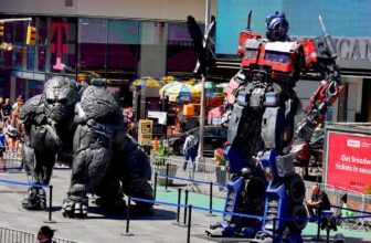 Take a look at Optimus Primal and Optimus Prime Chilling in Occasions Sq.