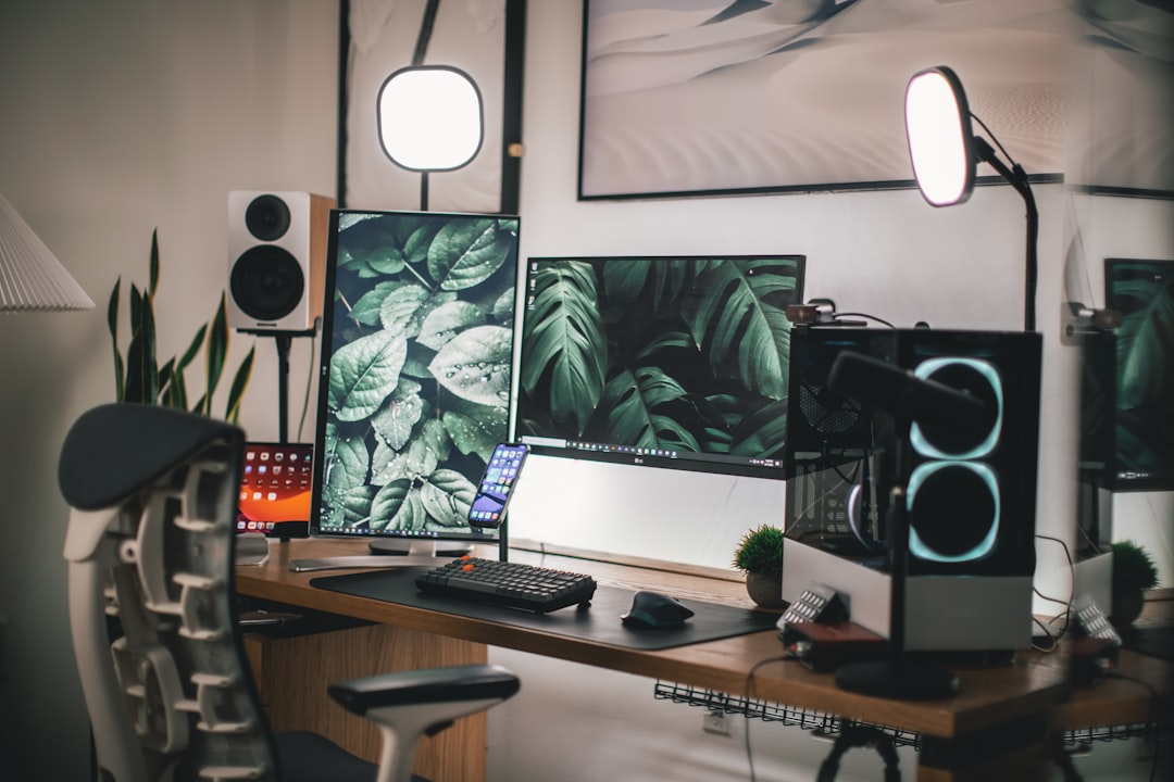 A cozy and organized home office with a desk, ergonomic chair, and good lighting, showcasing a productive workspace.
