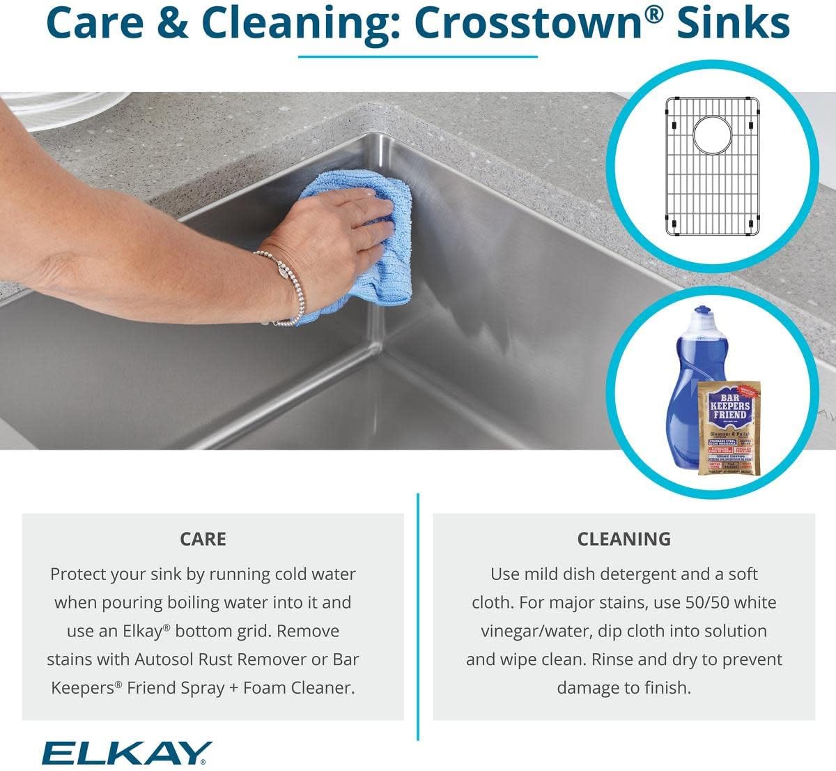Elkay Crosstown 16 Gauge Stainless Steel 30-3/4" x 18-1/2" x 10" Equal Double Bowl Undermount Sink Kit with Faucet - Image 3