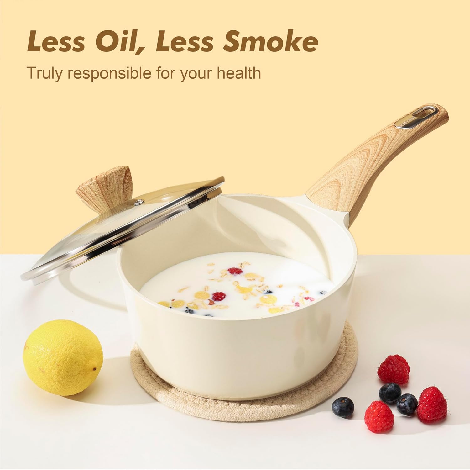 SENSARTE Ceramic Cookware Sets, Pots and Pans Set Nonstick, 20-Piece Induction Cookware, Non-toxic Healthy Non Stick Kitchen Cooking Set with Stay-Cool Handles, PFAS PTFE PFOA PFOS Free - Image 7