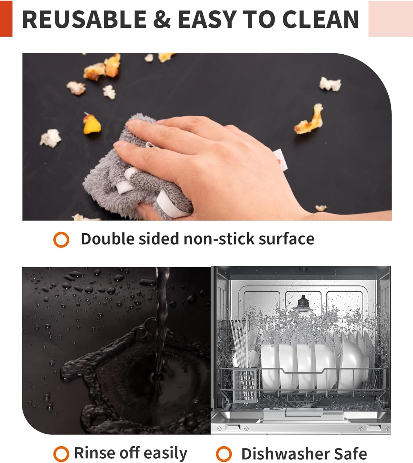 Oven Liners for Bottom of Oven - 2 Pack Large Heavy Duty Oven Mats, 17"x 25" Reusable Matt Liner for Electric, Gas, Toaster Ovens & Grills, BPA & PFOA Free, Kitchen Essentials, Black - Image 4