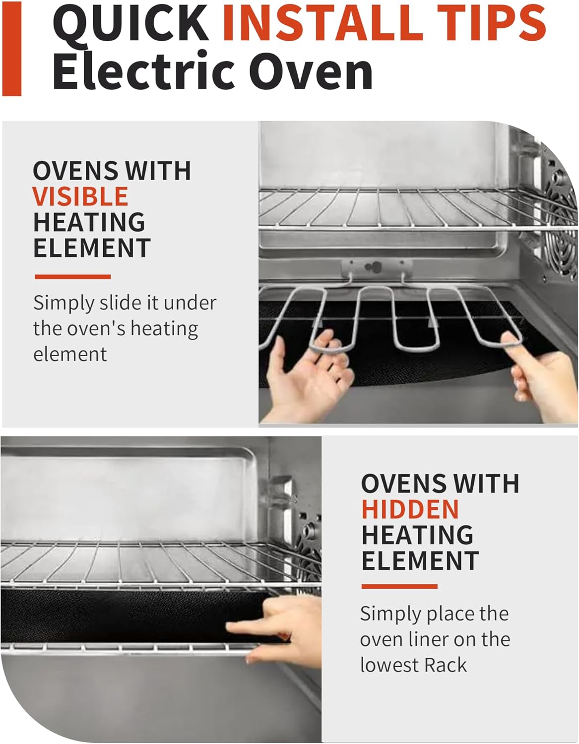 Oven Liners for Bottom of Oven - 2 Pack Large Heavy Duty Oven Mats, 17"x 25" Reusable Matt Liner for Electric, Gas, Toaster Ovens & Grills, BPA & PFOA Free, Kitchen Essentials, Black - Image 9
