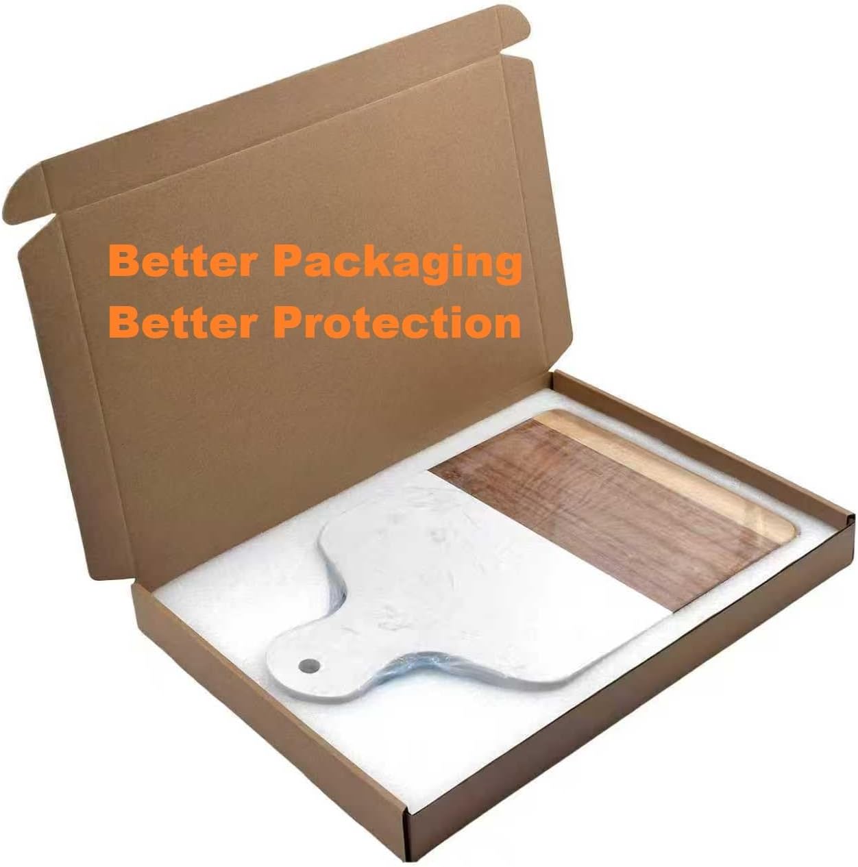 Cutting Board with Marble and Natural Wood,Serving Board for Steak Fruits with Handle,Chopping Board for Bread as Serving Trays (White) - Image 6