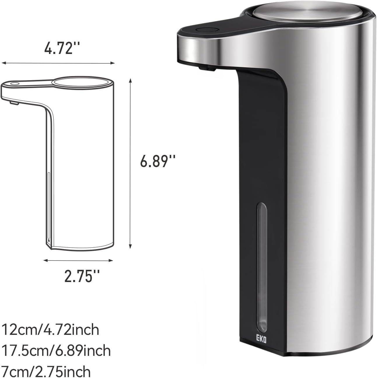 EKO Aroma Touchless Automatic Soap Dispenser for Kitchen and Bathroom, Liquid Hand Soap Dispenser, Water-Resistant and Rechargeable, 9 fl oz (Stainless) - Image 6