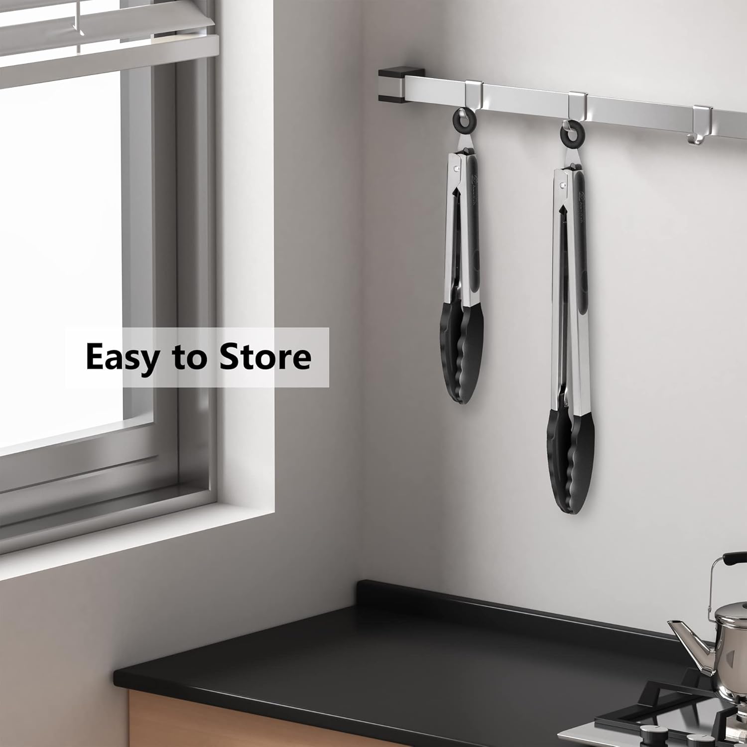 2 Pack Black Kitchen Tongs, Premium Silicone BPA Free Non-Stick Stainless Steel BBQ Cooking Grilling Locking Food Tongs, 9-Inch & 12-Inch - Image 7