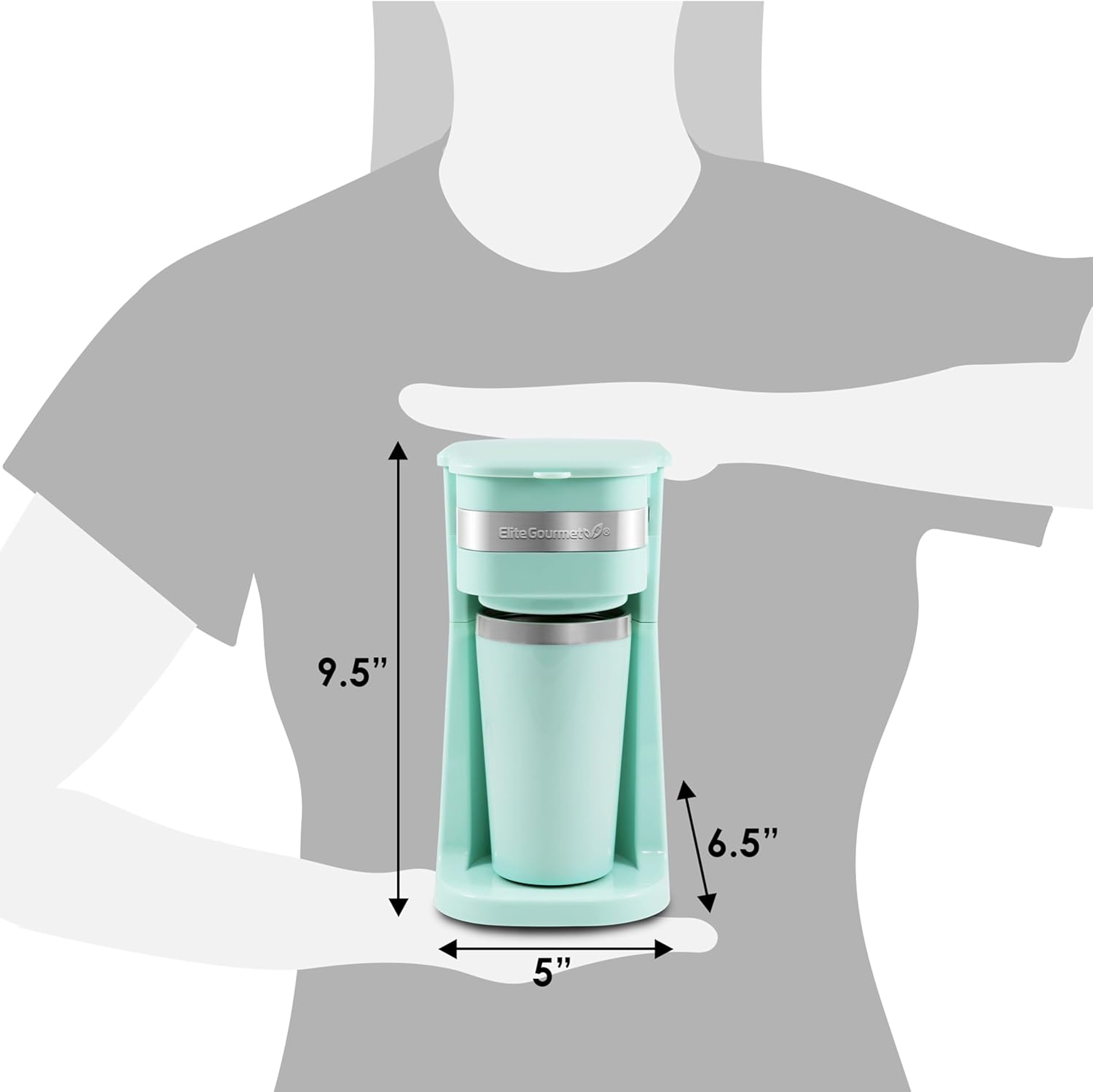 Elite Gourmet EHC113M Personal Single-Serve Compact Coffee Maker Brewer Includes 14Oz. Stainless Steel Interior Thermal Travel Mug, Compatible with Coffee Grounds, Reusable Filter, Mint - Image 7