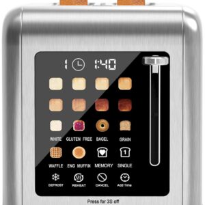 2 Slice Toaster Touch Screen, Stain...