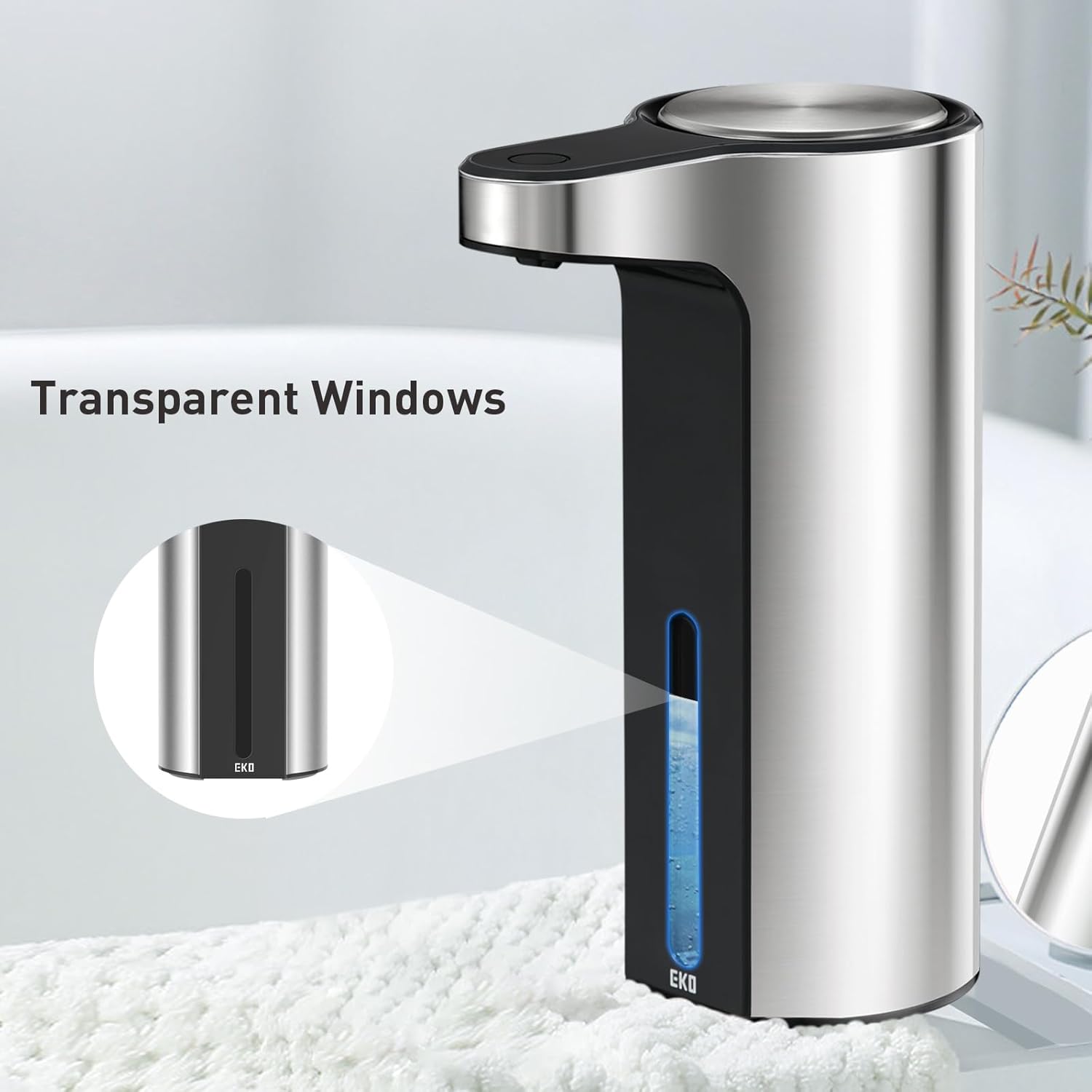 EKO Aroma Touchless Automatic Soap Dispenser for Kitchen and Bathroom, Liquid Hand Soap Dispenser, Water-Resistant and Rechargeable, 9 fl oz (Stainless) - Image 4