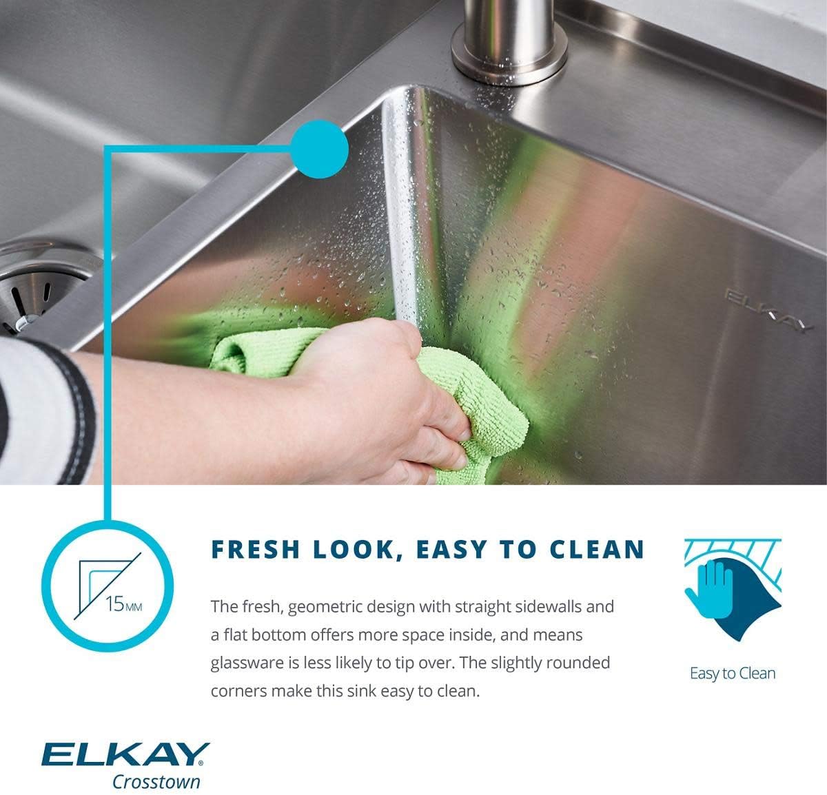 Elkay Crosstown 16 Gauge Stainless Steel 32-1/2" x 18" x 10" Single Bowl Undermount Sink Kit with Faucet - Image 7
