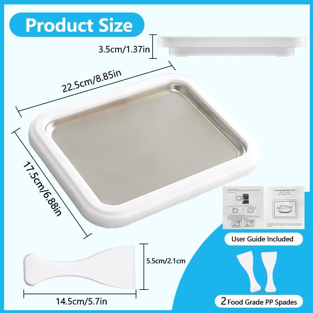 Instant Ice Cream Maker, Rolled Ice Cream Tray with Food Grade 304 Stainless Steel, Frozen Yoghurt Plate for Smoothies, Fruit Sorbets, and Gelato at Home, Easy to Use, Suitable for Home - Image 9