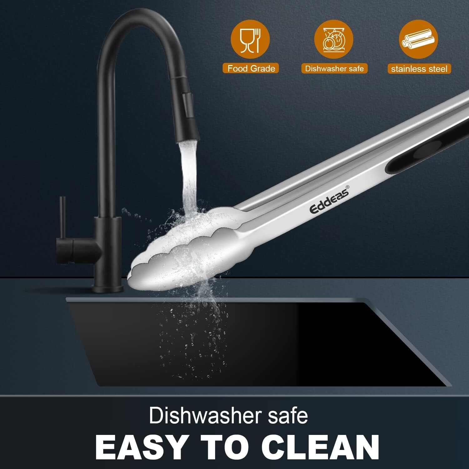 Tongs For Cooking - Heat Resistant 600 Degrees Stainless Steel Kitchen Tong,Heavy Duty Metal Locking Tongs - Perfect for Food,Salad and BBQ set of 3 (7",9" and 12") Dishwasher - Image 5