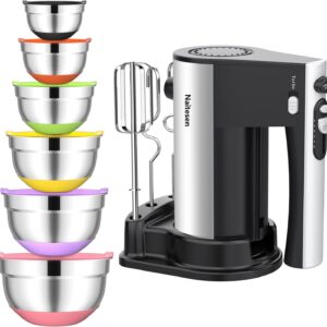 600W Electric Hand Mixer with 6 Pie...