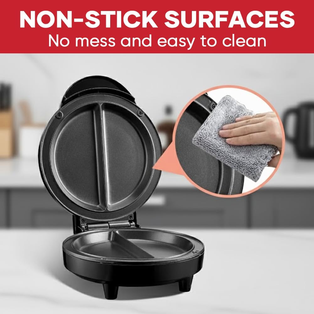 Saker Dual Zone Electric Omelette Maker 2026|Non-Stick Double Omelet Pan with Fast Heating|Perfect for 2 Eggs,Breakfast Sandwiches,Frittatas|1000W Compact Kitchen Appliance (Black) - Image 8