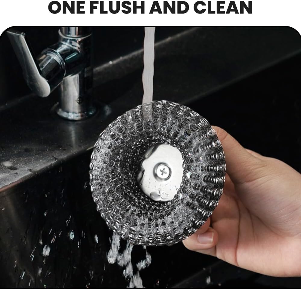 Steel Wool Scrubber with Handle, Upgrade Heavy Duty Stainless Steel Dish Scrubber for Cleaning Dishes, Iron Pots, Stoves, Kitchen Sink (1 pcs) - Image 6