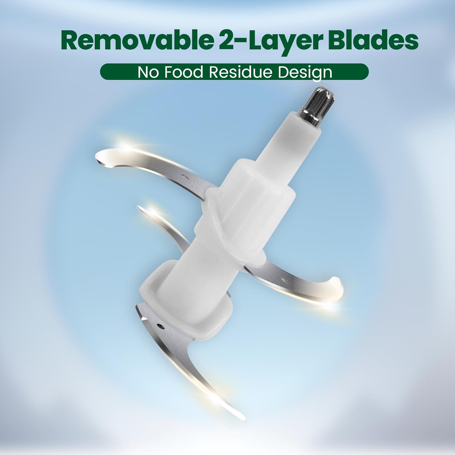 Electric food processor vegetable chopper 500W 2x8cup bowls 2 bi-layer 4 blades Small Food chopper ideal as Electric Meat grinder for home use,Mincing,chopping for kitchen aid,baby foot,pet food - Image 4