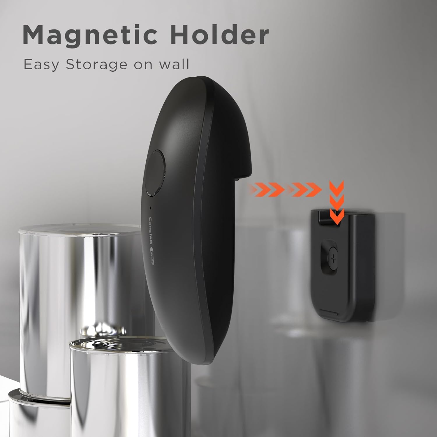 Canslab Ultrablade PRO Auto Stop Can Opener - Rechargeable Electric Can Opener for Kitchen for Seniors with Arthritis - One Touch Side Cut Opener, Smooth Edge, Handfree, Wall Mounted Small Size, Black - Image 5