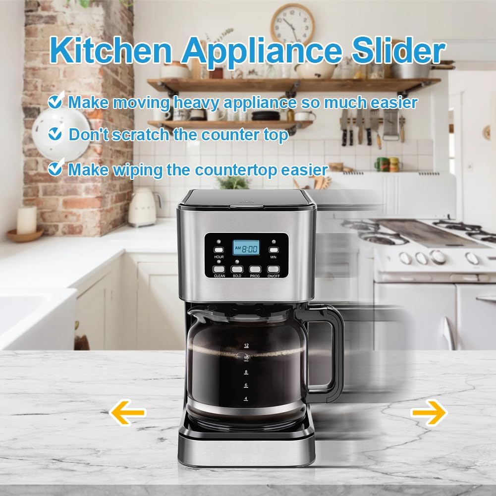Kitchen Appliance Sliders, 16pcs Self Adhesive Small Appliance Sliders Easy Mover Space Saving Home Must Have Gadgets for Countertop Coffee Maker, Air Fryer (Black) - Image 2