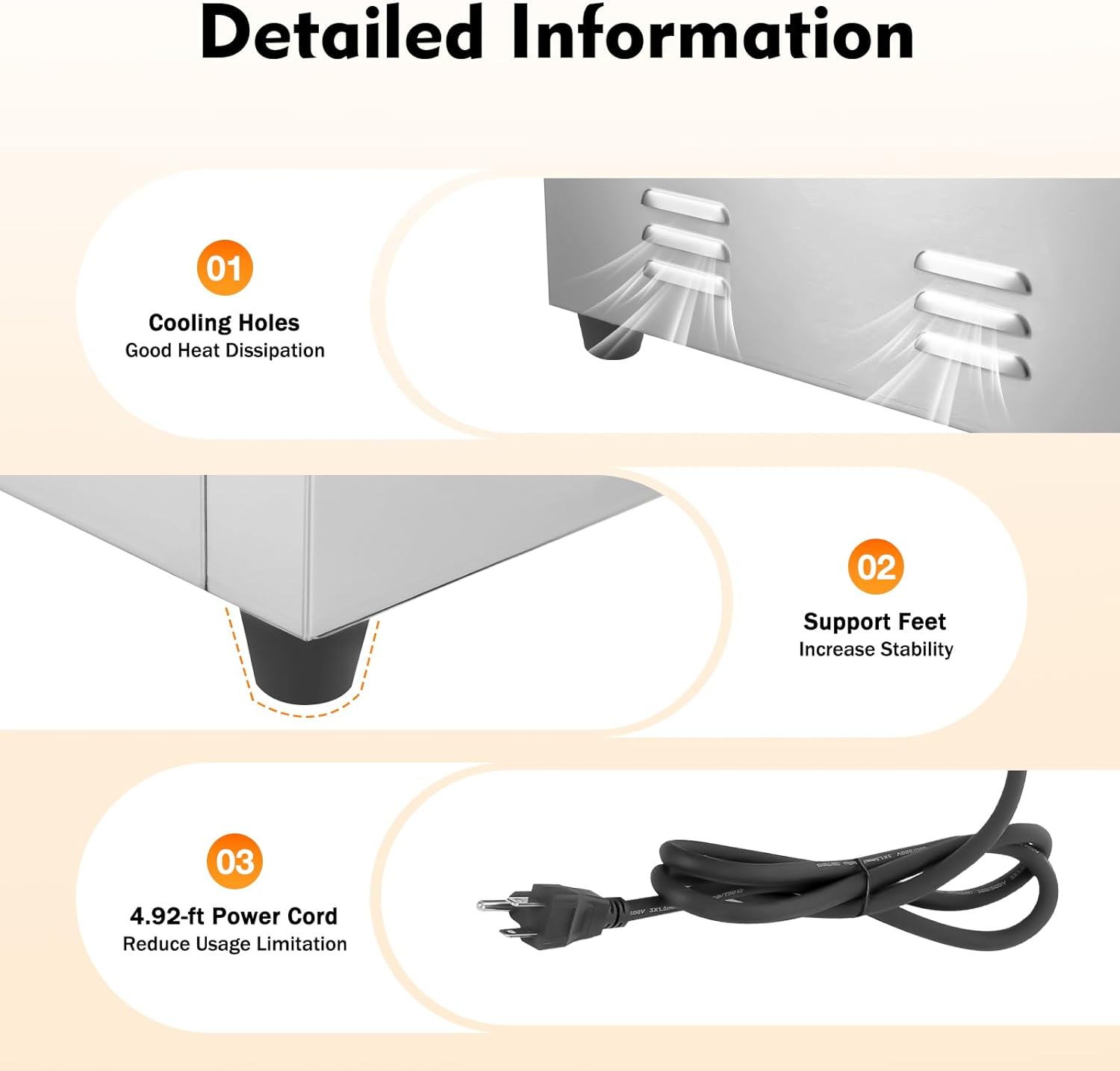 22" Commercial Electric Griddle, 110V 1600W Electric Stove Countertop Flat Top Grill Non-Stick Stainless Steel Teppanyaki Grill with Plug, Adjustable Temperature Control 122°F-572°F - Image 7