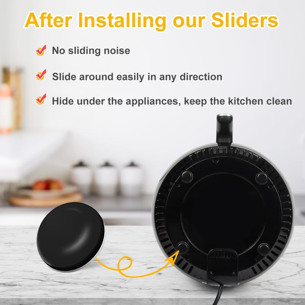 Kitchen Appliance Sliders, 16pcs Self Adhesive Small Appliance Sliders Easy Mover Space Saving Home Must Have Gadgets for Countertop Coffee Maker, Air Fryer (Black) - Image 7