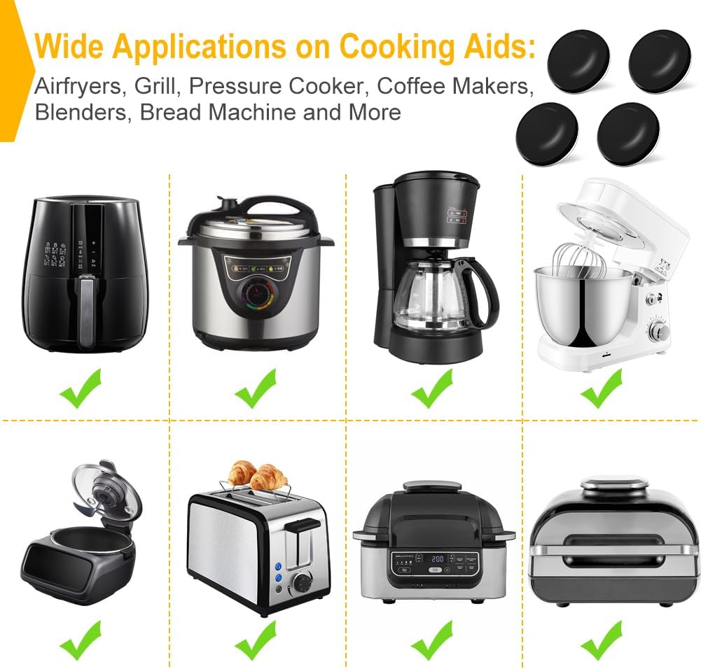 Kitchen Appliance Sliders, 16pcs Self Adhesive Small Appliance Sliders Easy Mover Space Saving Home Must Have Gadgets for Countertop Coffee Maker, Air Fryer (Black) - Image 5