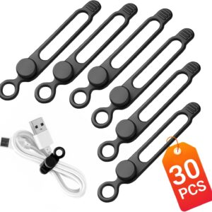30 Pcs Silicone Cable Ties, Reusabl...