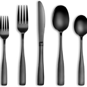 20 Pcs Black Silverware Set, Food-G...