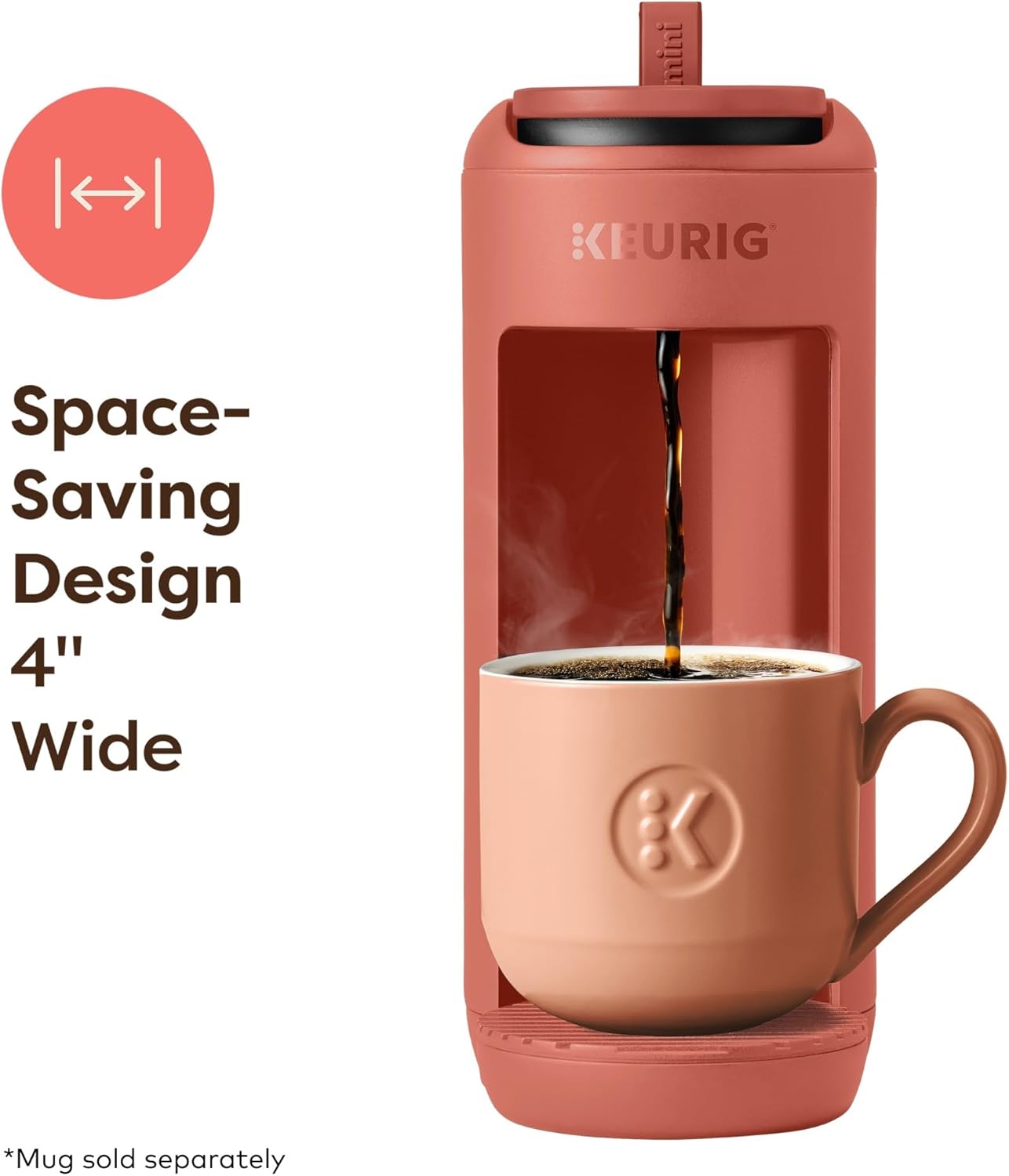 Keurig K-Mini Mate Single Serve K-Cup Pod Coffee Maker, Brews Up to 12 oz Cup, Compact Portable Coffee Machine for Small Spaces, Great for Dorms & Offices, Red Rocks - Image 2