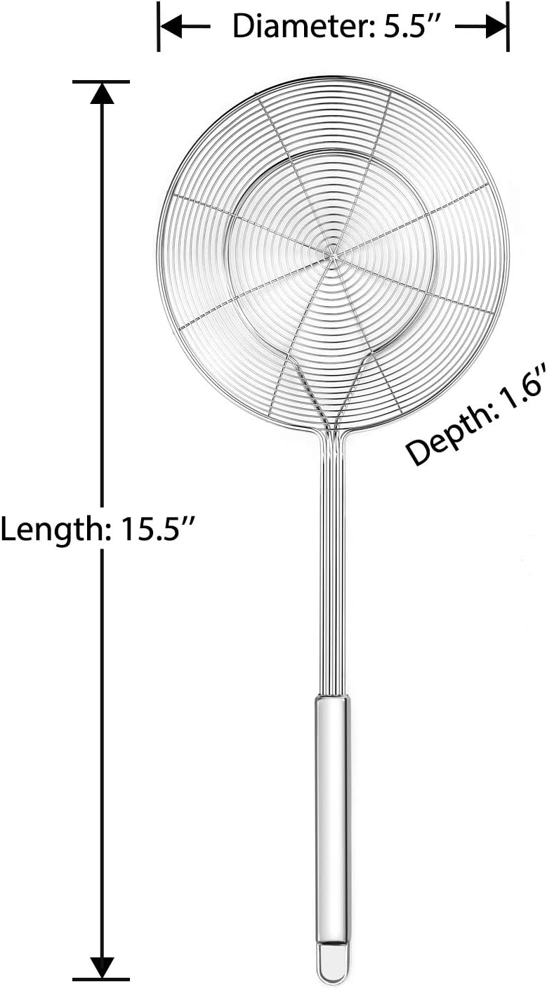 Hiware Solid Stainless Steel Spider Strainer Skimmer Ladle for Cooking and Frying, Kitchen Utensils Wire Strainer Pasta Spoon, 5.4 Inch - Image 2