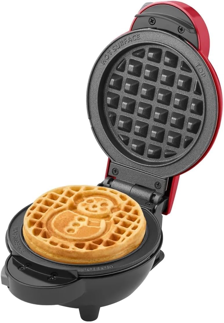 DASH Multimaker with 7 Removable Plates: Waffle Iron & Griddle + 3 Themed Plates - Santa Pumpkin Snowman - Mini Waffle for Halloween and Christmas Holidays - for Kids and Families (Red) - Image 7
