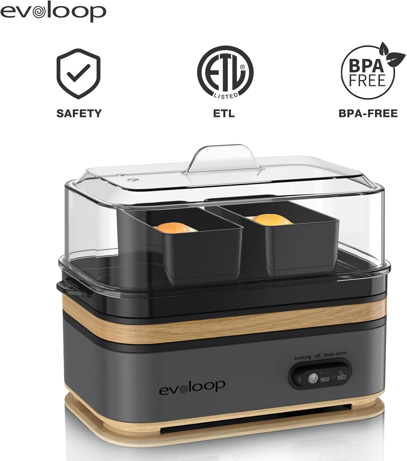 Evoloop Rapid Egg Cooker Electric 6 Eggs Capacity, Soft, Medium, Hard Boiled, Poacher, Omelet Maker Egg Poacher With Auto Shut-Off, BPA Free - Image 6