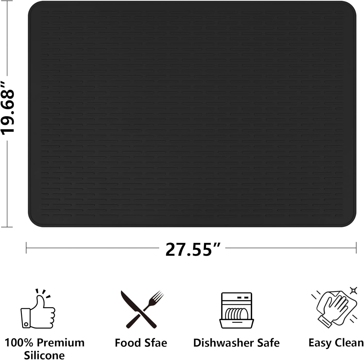 Stove Top Cover for Electric Stove- Range Covers for Electric Stove,Silicone XXL Dish Drying Mat, Glass Cooktop Covers, Flat RV Range top Mats (Black, 28"x20") - Image 2