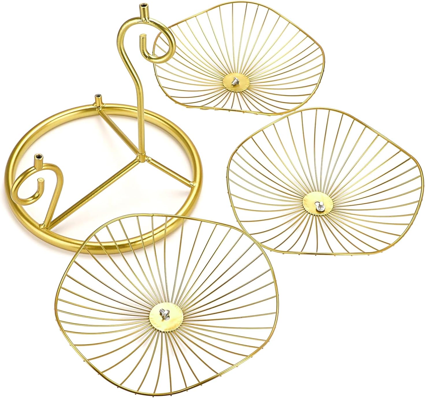 OwnMy 3-Tier Fruit Basket Stand Decorative Iron Fruit Bowl, Metal Wire Fruit Holder Storage Trays Table Countertop Holder for Vegetables Bread Snack, Modern Fruit Bowls for Kitchen Home Use - Image 4