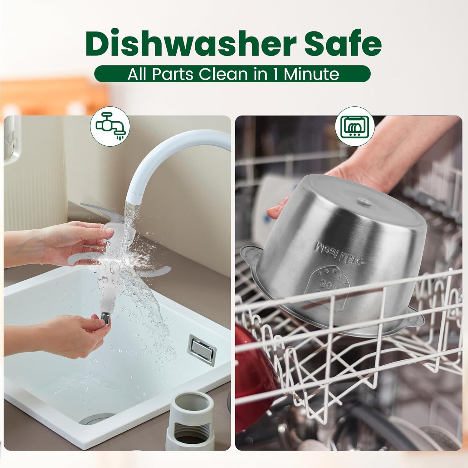 Electric food processor vegetable chopper 500W 2x8cup bowls 2 bi-layer 4 blades Small Food chopper ideal as Electric Meat grinder for home use,Mincing,chopping for kitchen aid,baby foot,pet food - Image 7