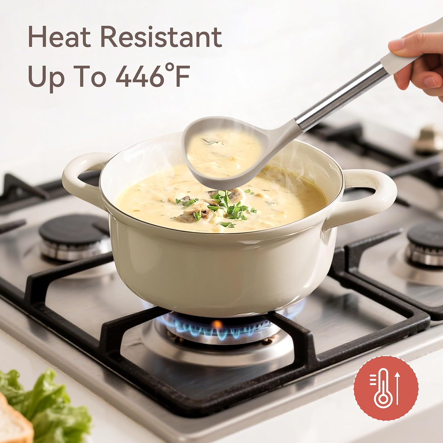 Silicone Cooking Utensils Set, 28 Pcs Kitchen Utensils Set 446°F Heat Resistant Spatula Set, Food Grade Silicone and Stainless Steel Handle Kitchen Gadgets for Nonstick Cookware BPA Free - Image 3