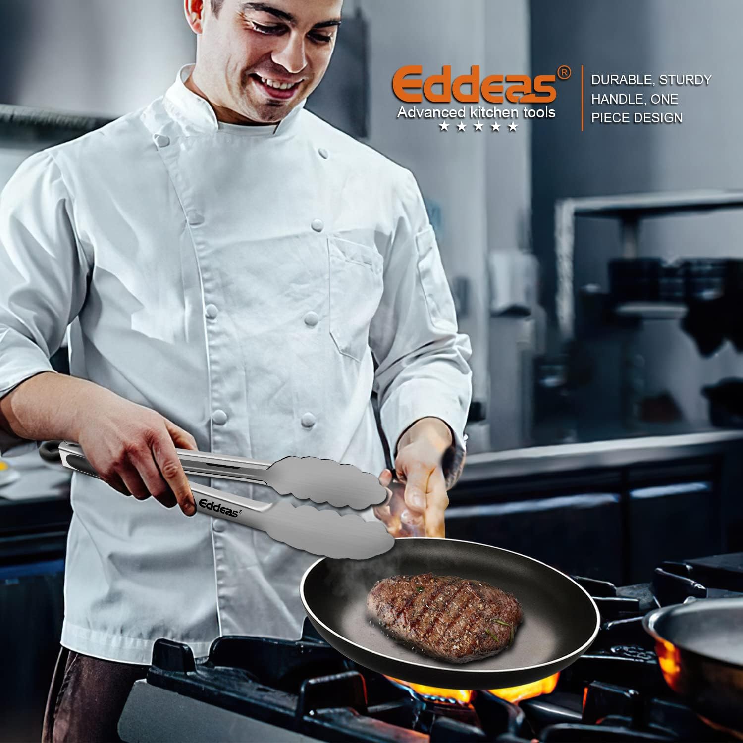 Tongs For Cooking - Heat Resistant 600 Degrees Stainless Steel Kitchen Tong,Heavy Duty Metal Locking Tongs - Perfect for Food,Salad and BBQ set of 3 (7",9" and 12") Dishwasher - Image 4