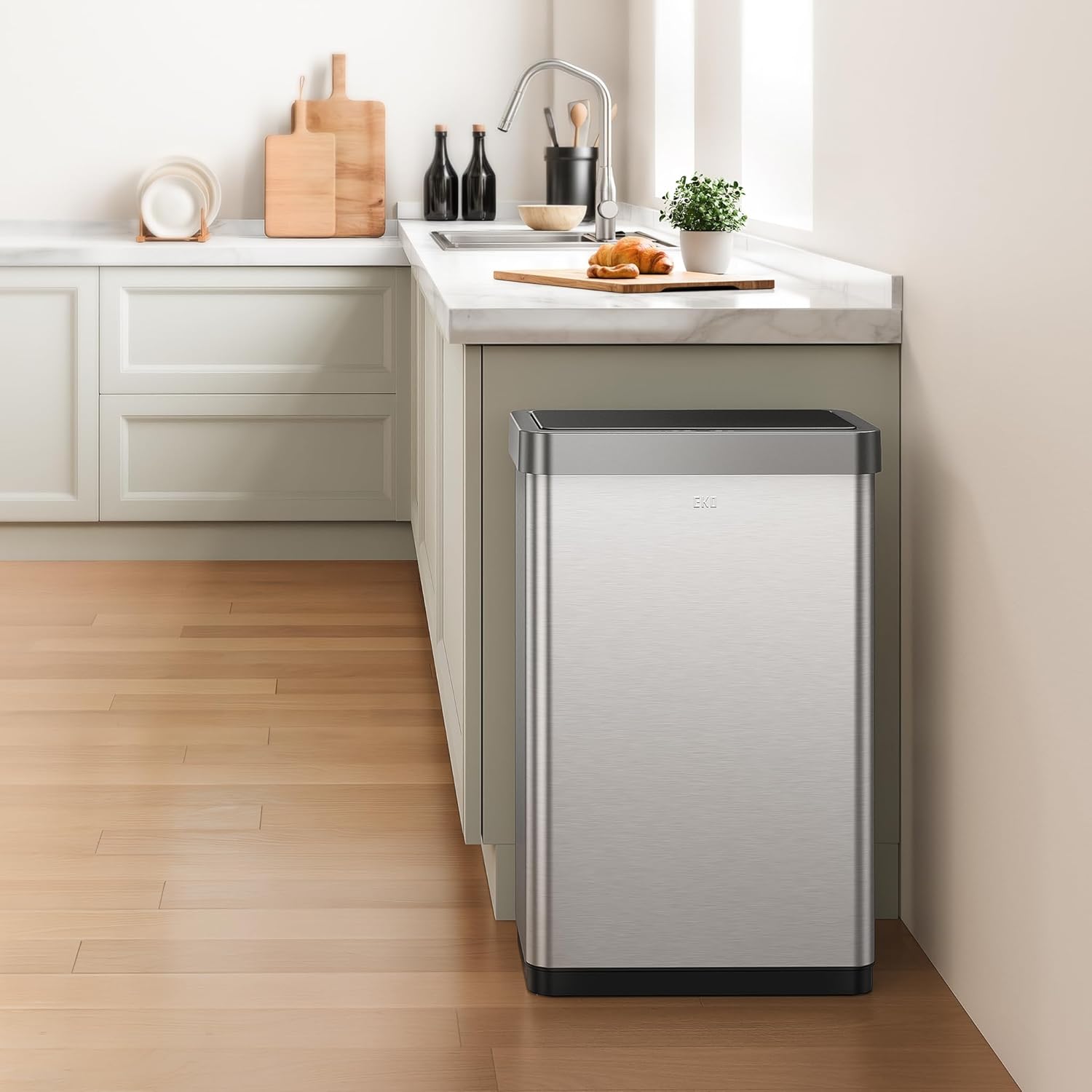 EKO Mirage X 80 Liter / 21.1 Gallons Motion Sensor Trash Can, Automatic Large Kitchen Trash Can Touchless, Stainless Steel - Image 3