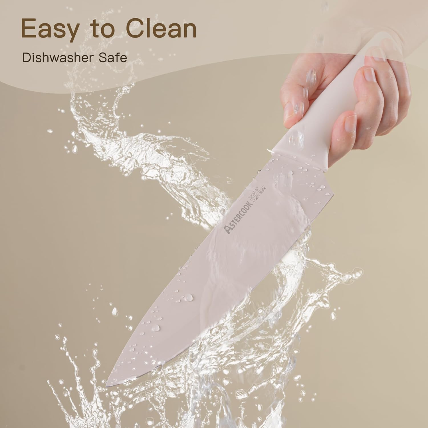 Astercook Knife Set, 13 Pieces Kitchen Knives Set with Healthy Anti-Rust Coating, Dishwasher Safe, Stainless Steel Chef Knife Sets with 6 Blade Guards, Perfect Valentine's Day Gifts for Kitchen - Image 8