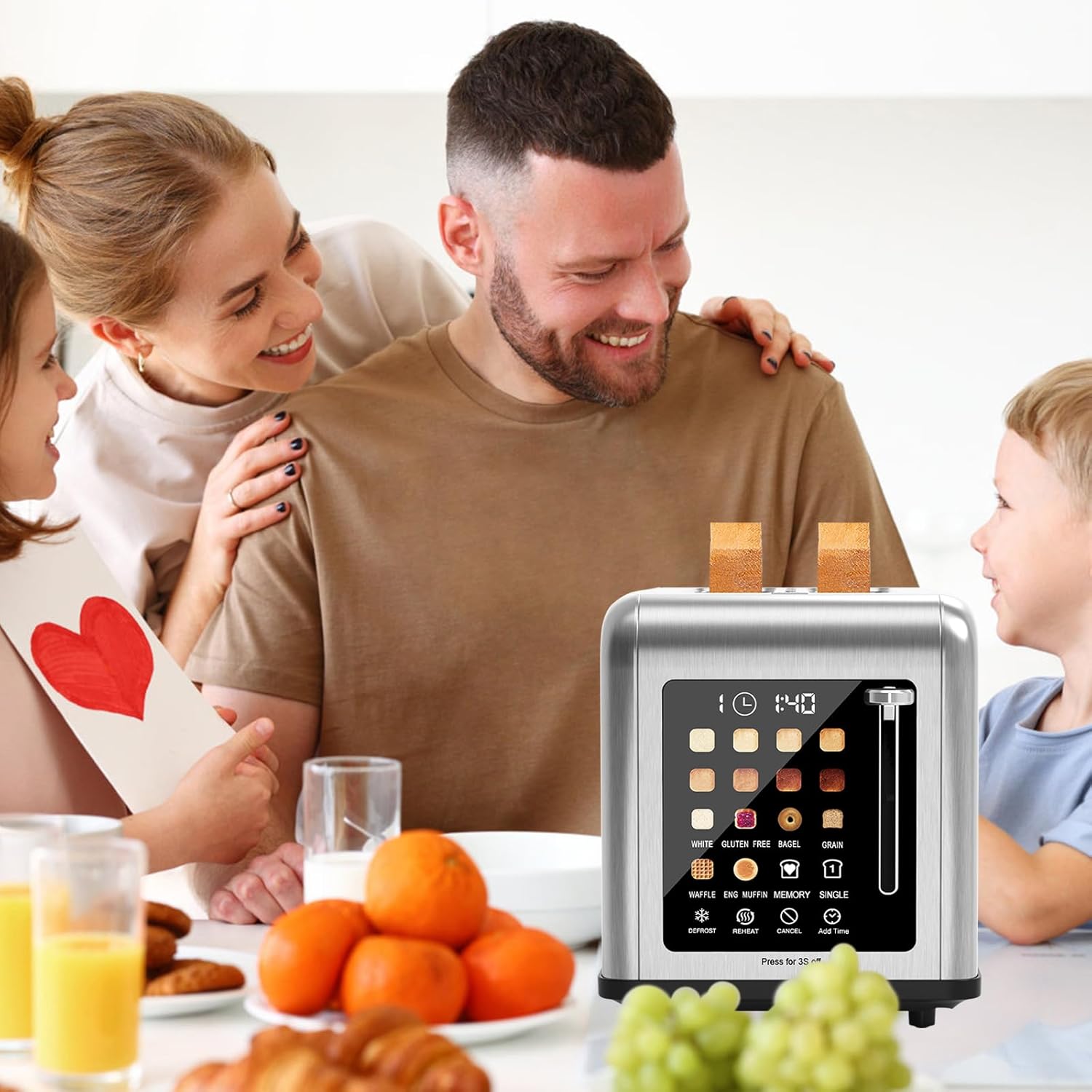 2 Slice Toaster Touch Screen, Stainless Steel Toasters Digital Timer 2 Slot Toasters, 8 Shade Settings 6 Bread Types for Bagel, Cancel, Defrost(Stainless Steel) - Image 9