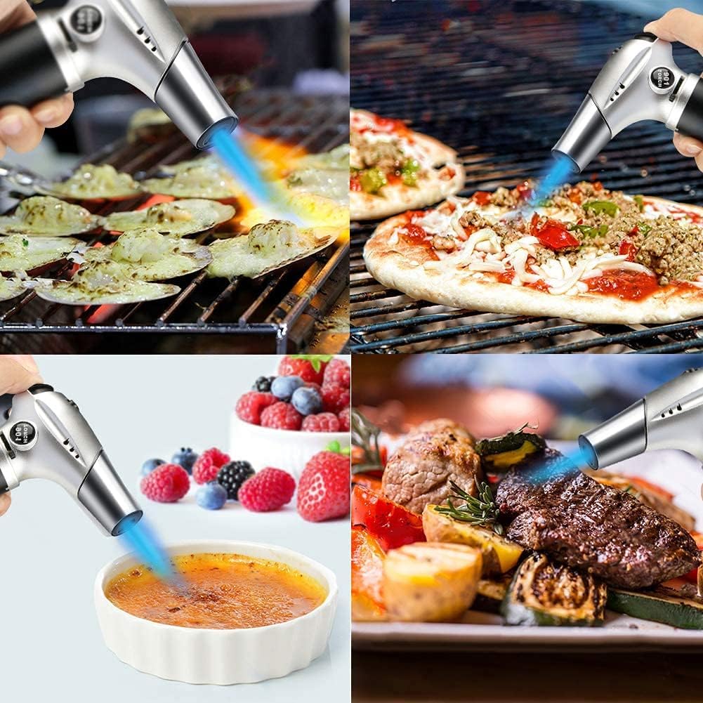 Blow Torch, Home-Grade Kitchen Cooking Torch with Lock Adjustable Flame Refillable Mini Blow Torch Lighter for BBQ, Baking, Brulee Creme,Light Cooking Tasks,DIY Soldering (Butane Gas Excluded) - Image 4