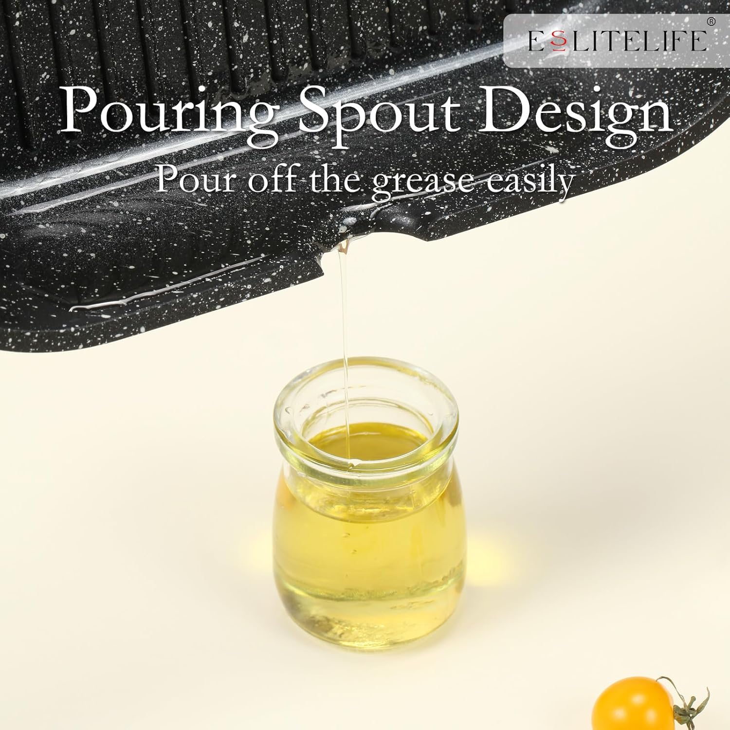 ESLITE LIFE 11 Inch Nonstick Grill Pan with Lid for Indoor Cooking, Versatile Induction Square Large Grilling Skillet Steak Pan for Stove Tops, PTFE & PFOA Free, Black - Image 7