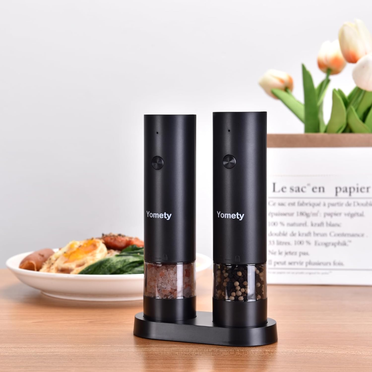 Electric Salt and Pepper Grinder Set-Rechargeable Salt and Pepper Mill Set All in One, Automatic Refillable Adjustable Coarseness Ceramic Grinder, Salt and Pepper Shakers for Kitchen Appliances - Image 6