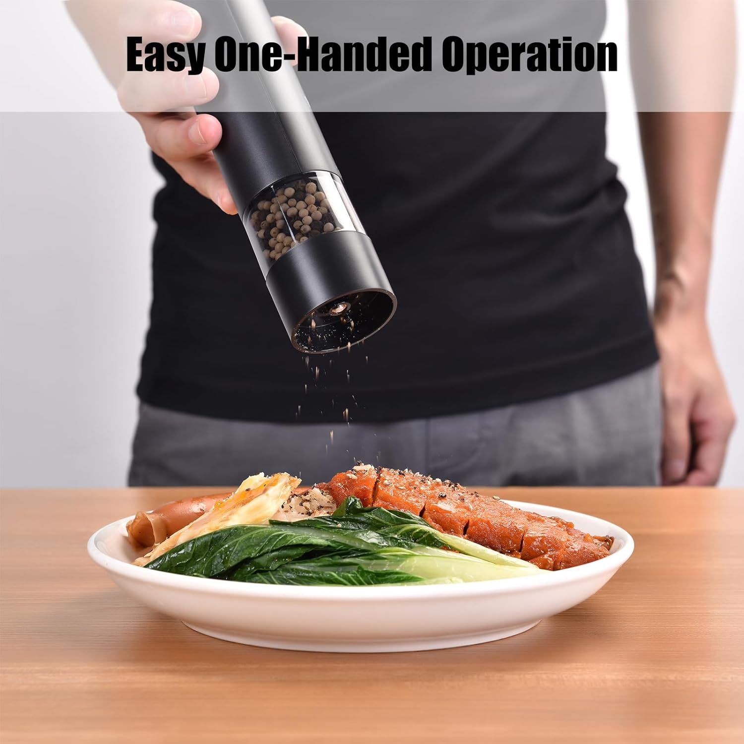 Electric Salt and Pepper Grinder Set-Rechargeable Salt and Pepper Mill Set All in One, Automatic Refillable Adjustable Coarseness Ceramic Grinder, Salt and Pepper Shakers for Kitchen Appliances - Image 2