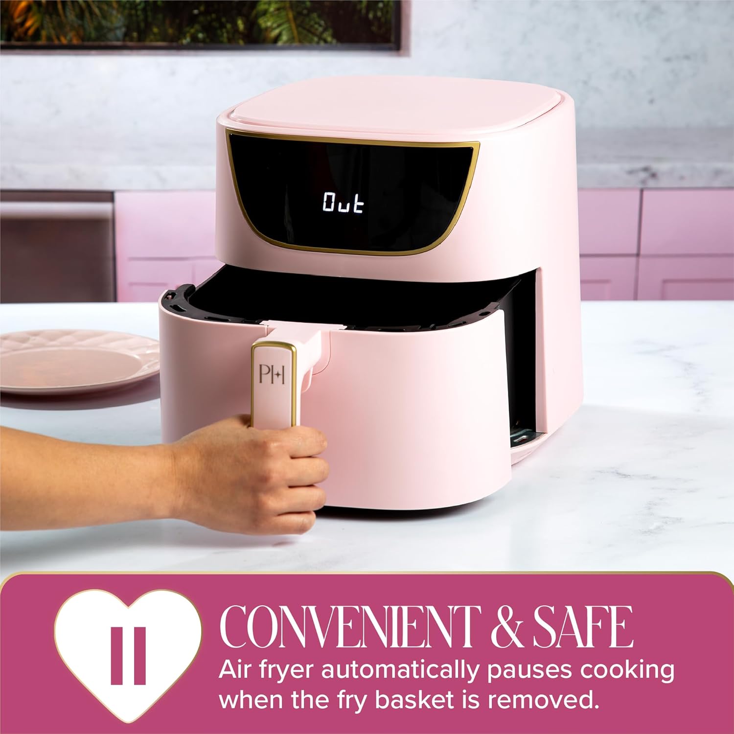 Paris Hilton Air Fryer, Large 6-Quart Capacity, Nonstick Made without PFAS, Touchscreen Display, 8-in-1 (Air Fry, Roast, Broil, Bake, Reheat, Keep Warm, Pizza, Dehydrate), Dishwasher Safe, Pink - Image 6