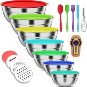 Mixing Bowls with Lids Set, 7 PCS S...