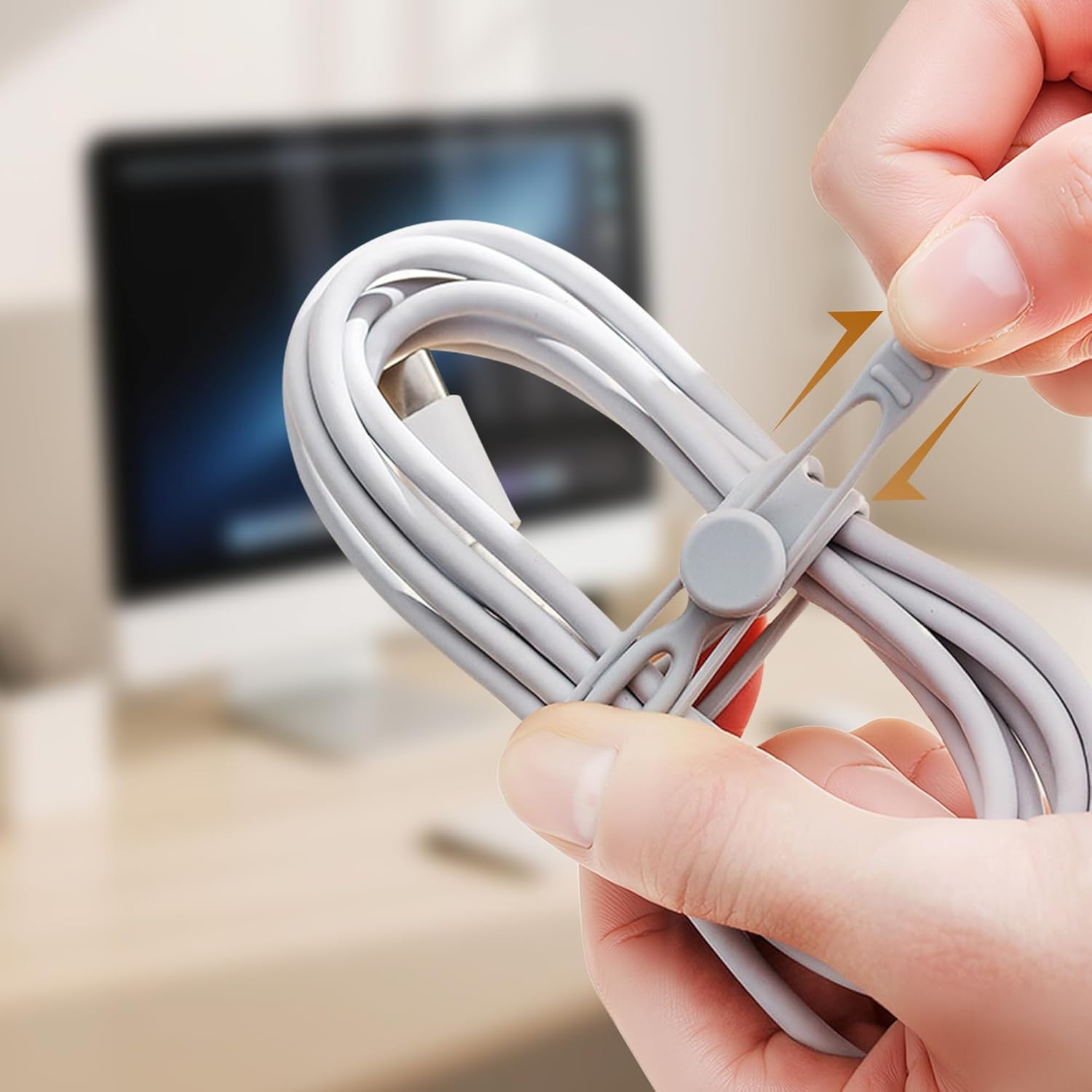 30 Pcs Silicone Cable Ties, Reusable Data Cable Organizer Wire Organizers for Office, Multipurpose Elastic Cord Wraps Cable Management for Charging Cord,Appliances,Home,Office,Kitchen,School,Travel - Image 9