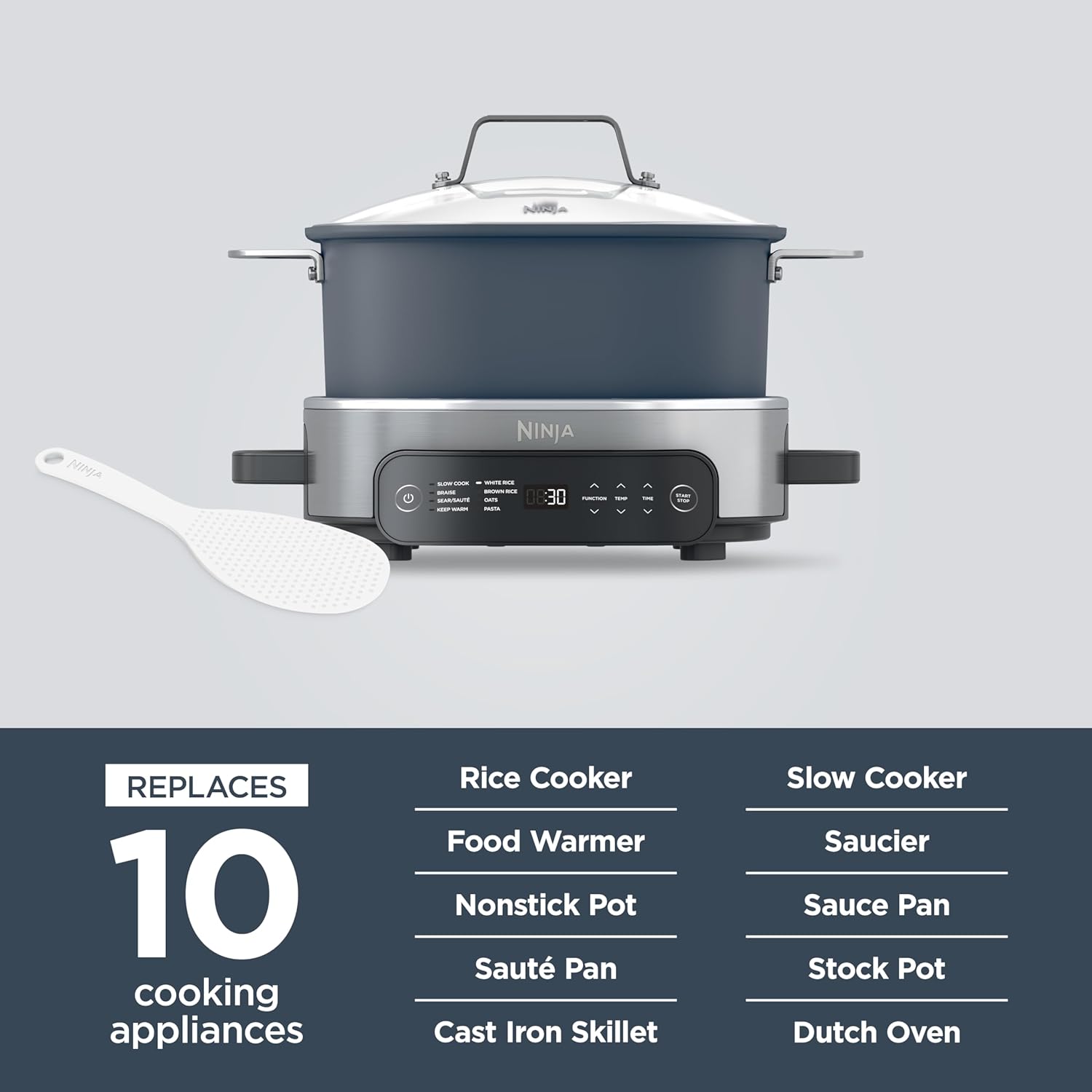 Ninja MC1101 Foodi Everyday Possible Cooker Pro, 8-in-1 Versatility, One-Pot Faster Cooking Replaces 10 Tools, Family-Sized Capacity with Adjustable Temp Control, 6.5 quarts, Midnight Blue - Image 7