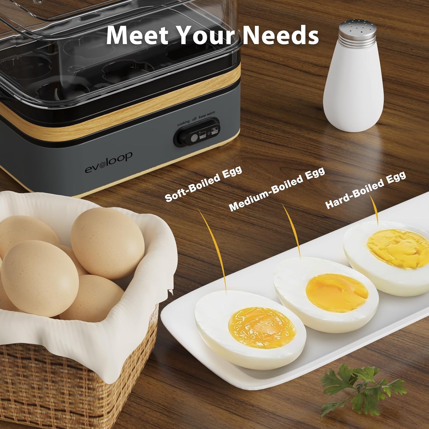 Evoloop Rapid Egg Cooker Electric 6 Eggs Capacity, Soft, Medium, Hard Boiled, Poacher, Omelet Maker Egg Poacher With Auto Shut-Off, BPA Free - Image 2