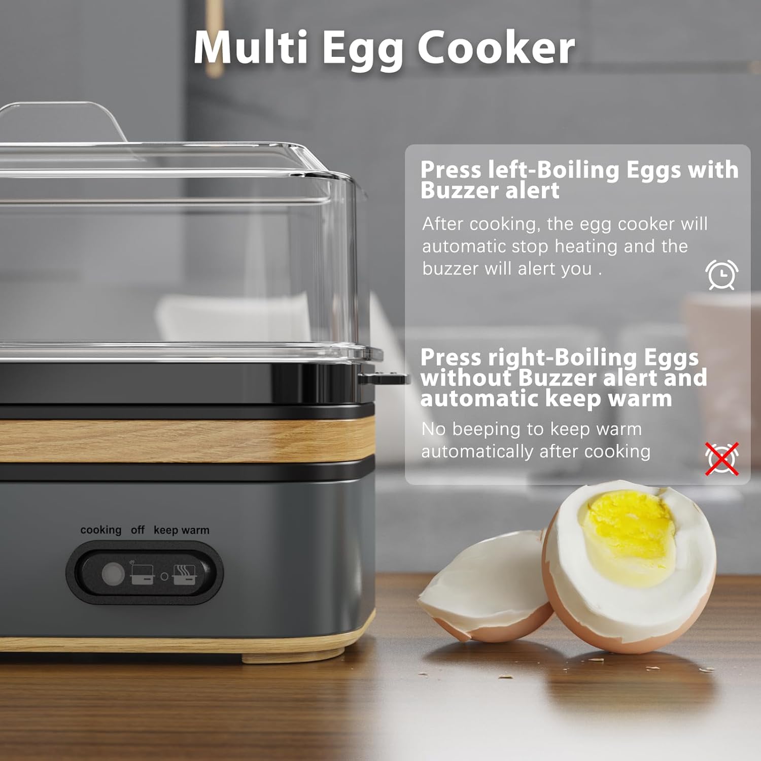 Evoloop Rapid Egg Cooker Electric 6 Eggs Capacity, Soft, Medium, Hard Boiled, Poacher, Omelet Maker Egg Poacher With Auto Shut-Off, BPA Free - Image 4