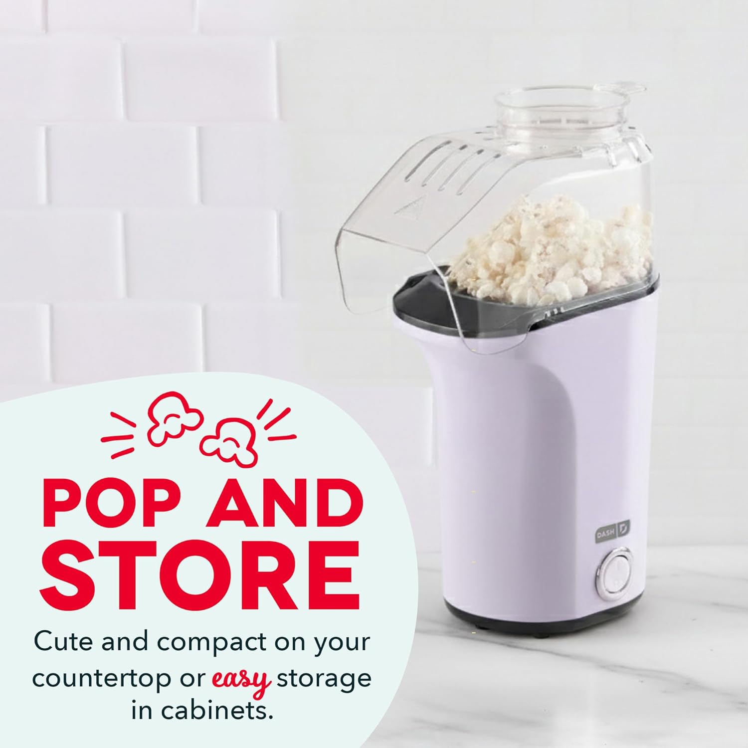 DASH Hot Air Popcorn Popper Maker with Measuring Cup to Portion Popping Corn Kernels + Melt Butter, 16 Cups - Lavender - Image 7