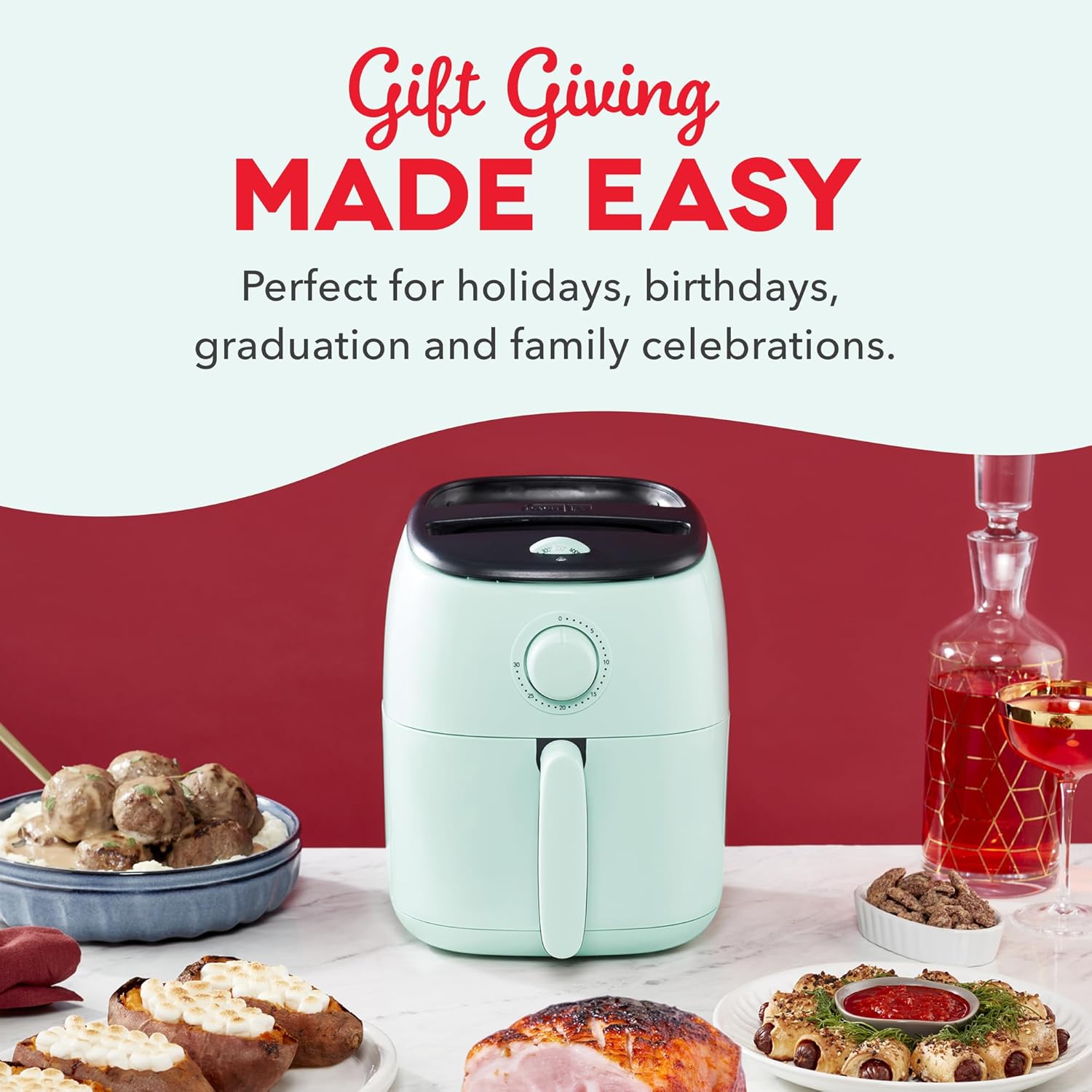 Dash Tasti-Crisp™ Air Fryer - AirCrisp® Technology - Compact Design with Adjustable Temperature Control - Nonstick Fry Basket & Auto Shut-Off Feature - 2.6 Quarts - Teal - Image 9